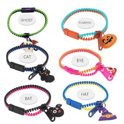 China Popular Halloween Busy Person Toys Luminous Zipper Sensory Bracelets Friendship Bracelet Goodie Bulk Bags Pinata Filler Basket Stuffers Kids for sale