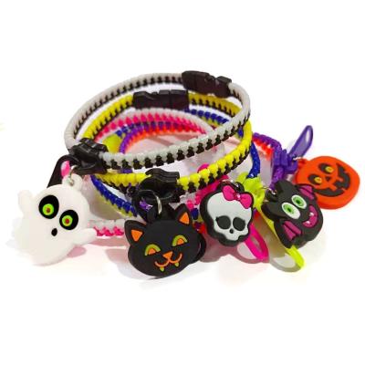 China Popular Halloween Wristbands Zipper Wristbands Bulk Goodie Wristband Bags Pinata Filler Basket Stuffers Kids Fidgety Person Toys Sensory Friendship for sale