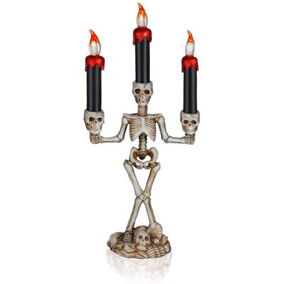 China 2021 Skeleton Hand Ghost Decoration Skull Tombstone LED Home Lamp For Helloween Candlestick With 3 Candles Haunted House Decor Halloween Party for sale