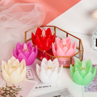 China Lotus Led Tea Light Candles Flameless Form High Quality Wholesale Led Lotus Lamp Blessing Velas China Smokeless Flower Of Candles Buddhism for sale