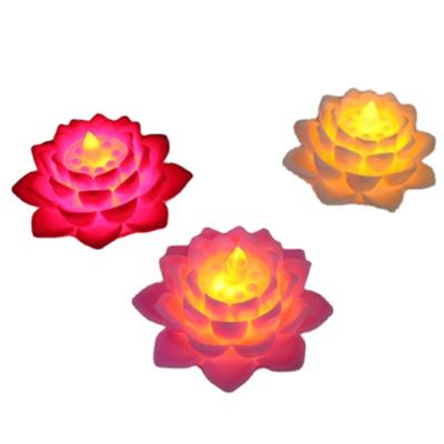 China Lotus Shape Led Candle Prayer Lotus Lamp Votive Candle Religious Buddhist Temple Activities LED Candles Nirvana Day Flameless Led Velas for sale