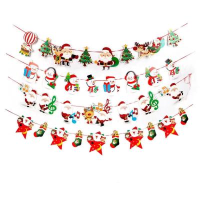 China Chirstmas Decor Merry Christmas Banner - Indoor Vintage Christmas Decorations for Home Office Party Fireplace Mantel Snowflake Fans Paper Lanterns for sale