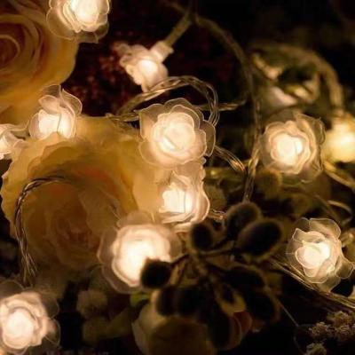 China Wedding Led Premium Romantic Fairy Rose Light Lamp Outdoor String Flower Battery Operated For Room Valentine's Day Wedding Christmas for sale