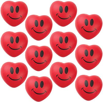 China Custom Toy Wholesale Heart Shaped Balls Smile Face PU Stress Balls Kids Toys Anti Relaxation Birthday Red Hearts Promotional Gifts for sale