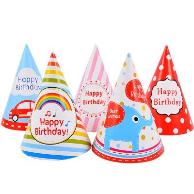 China Party Supplies New Design Funny Kids Birthday Hats Cheers Paper Hats Party Adult Childrend Cartoon Elastic Decoration Props Cone Hat for sale