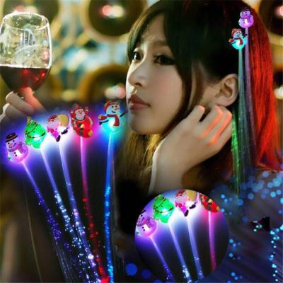 China 2021 Plastic New Christmas Party Favor Light Up Hair Fashion Fiber Luminous Plastic Wedding Led Hair LED Hair Clip Optical Flashing Braid for sale