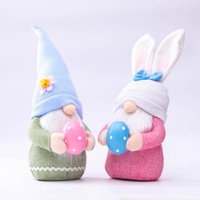 China Easter Faceless Ears Bunny Gnomes Decorations Ornaments Bunny Doll Rabbit Holding Egg Handmade Plush Rabbit Ear Gnome Plush Figurine Easter Gnome Easter for sale