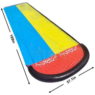 China Environmental Protection PVC Lawn Water Slides For Kids Adults Garden Backyard Giant Racing Lanes And Outdoor Splash Pool 15.7FT Water Slides With Protection accident for sale