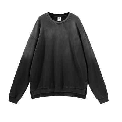 China Anti-pilling hot sale washed casual unisex round neck solid color sweatshirt hip-hop oversized sweatshirt for sale