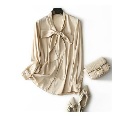 China Long Sleeve Anti-Shrink Chiffon Buttons O-Neck Woman Tops Korean Fashion Blouse Shirt For Women for sale