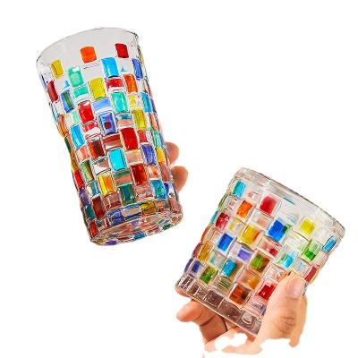 China 2023 Luxury Hot Sale Colorful Stackable Glass Mugs Wholesale Morden Amazon Tumbler Cups And Glass Set for sale