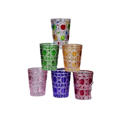 China 2023 Hot Selling Luxury Morden Amazone Gift Box Glass Mug Rainbow Custom Rhinestone Glass Tumbler Mug for sale