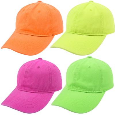 China Fluorescent colors waterproof high quality adult cotton fashion adjustable baseball hats, sports hats, golf hat for sale