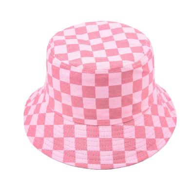 China Wholesale Checkerboard Grid Sun Shade Printed Wide Brim Sun Visor Beach Hats, Bucket Hats, Fisherman Hat for sale