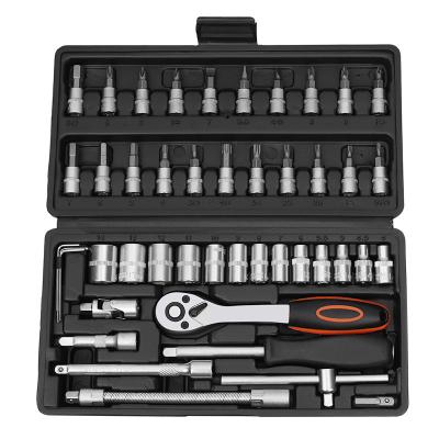 China Reversible Tool Kit Car Tool Set 46PCS Factory Price Drive Home Car Repair Garage Workshop Auto Repair Ratcheting Wrench Hand Tool Box Set for sale