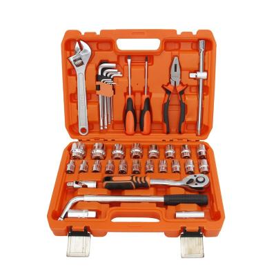 China Car Repair Garage Workshop 40pcs Socket Wrench Tool Kits Mechanics Chrome Vanadium Auto Repair Tool Kit Cabinet With Tool Box for sale