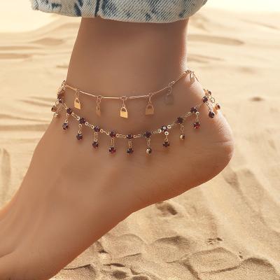 China CLASSIC 3 Pcs / Set Trendy Luxury Star Charms Anklet Bracelets Gold Plated Thin Chain Link Anklet Jewelry for sale