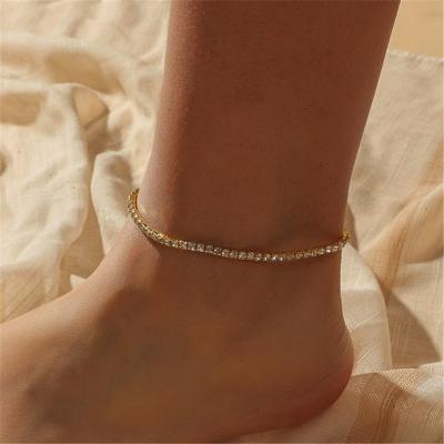 China CLASSIC CZ Chain Tennis Diamond Fashion Foot Jewelry Elastic Anklet for sale