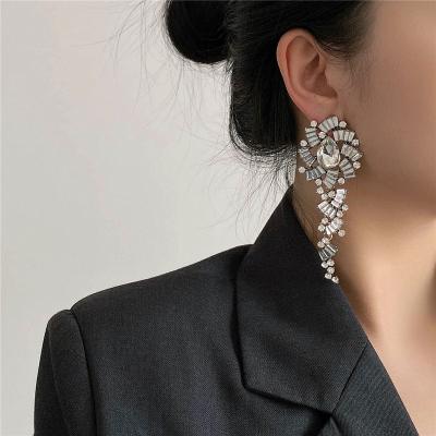 China Cute Shiny Cubic Tassel Earrings Female CZ Zircon Crystal Atmospheric Exaggerated Temperament Earrings for sale