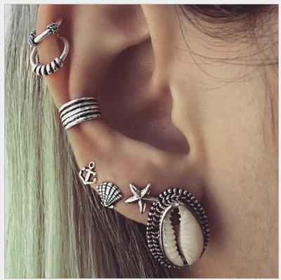 China Cute Vintage Shell Starfish Cross Retro Ear Cuff for sale