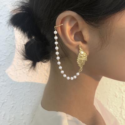 China Korean punk style new women shape personality Wing Pearl Chain Stud Earrings for sale