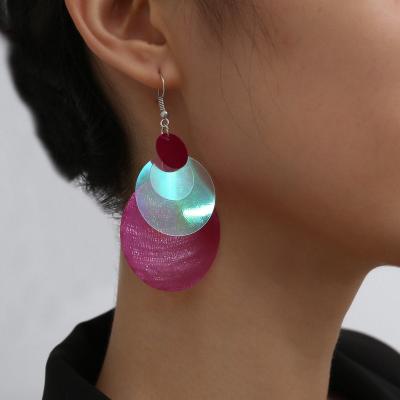 China Punk the new fashion European and American geometric dangle earrings style disc translucent earrings for sale