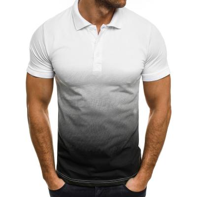 China Anti-wrinkle summer men's sports casual T-shirt European and American gradient lapel 3D short-sleeved polo shirt for sale