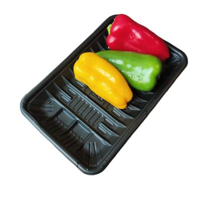 China Wholesale Recyclable Disposable Plastic Fruit Packaging Supermarket Plastic Tray Red Green Pepper Packaging Box Vegetable Tray for sale