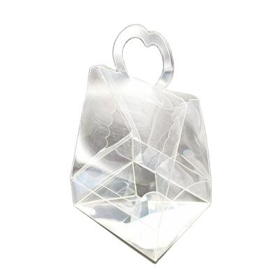 China Factory Direct Recyclable Custom Heart Shape Handle Clear Plastic Folding Gift Boxes for sale