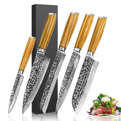 China New arrival products oem sustainable handmade wooden japanese knives vg10 damascus kitchen cook knife for sale