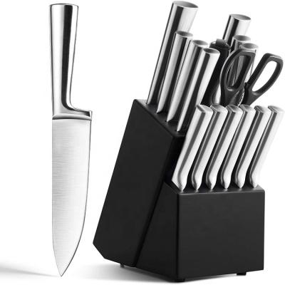 China 16 Pieces Set Disposable Classic Kitchen Knives With Hollow Handle Stainless Steel Kitchen Knives Block Set for sale