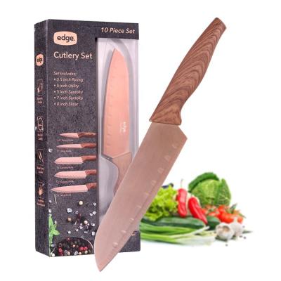 China 5 Piece Sustainable Titanium-Coated Kitchen Knives Set for sale