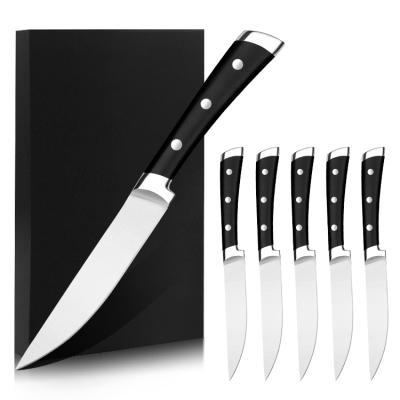 China Real Workable Forged German Steel 6 Piece Steak Knives Set Full Tang Stainless Steel Steak Knife Set for sale