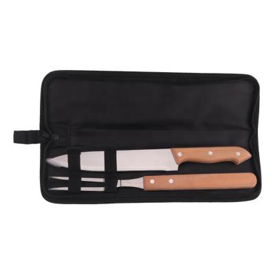 China 2 Pieces Portable Stainless Steel Barbecue Tools Kit Viable BBQ Knife and Fork Set with Oxford Bag BBQ Tools for sale