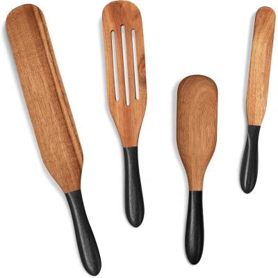 China Sustainable Wooden Shovel For Cooking , Non Stick Kitchen Utensils Set Bamboo Wood , Acacia Wood 4 Pieces Bamboo Wooden Utensils for sale