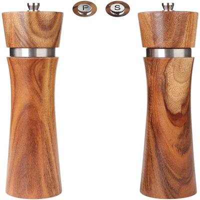 China Viable Acacia Wood Salt and Pepper Shaker Mill Kit Manual 8 Inch Mill Pepper Grinder Tableware Gifts for sale