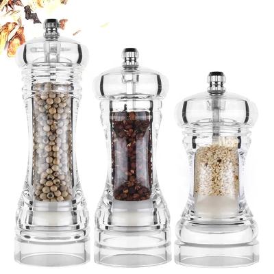 China Amazon Sustainable Hot Sale Transparent Adjustable Acrylic Pepper Mill Sea Salt Grinder for sale