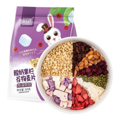 China 520g Hot Selling High-Fiber Freeze-Dried Yogurt Added Granola Breakfast Cereal Crunchy Instant Oatmeal with Nuts and Fruits for Snack for sale