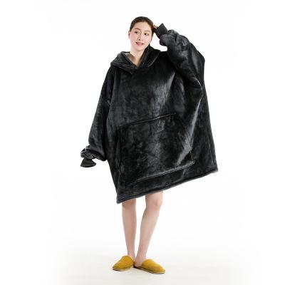 China YC-WN002 Anti-Wrinkle Oversized Hoodie Blanket Jumper One Size Fit All Child Home Adult Winter Blanket Up Wearable Hoodie Blanket for sale