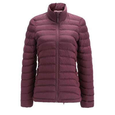 China New waterproof light weight down jacket shorts down jacket slim fit stand up collar large size women's stitching points down jacket for sale