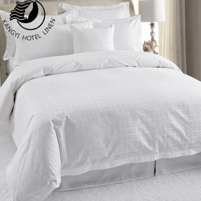 China Nondisposable Jacquard 300-400TC White Cotton Hotel Sheet Bedding Set Cheap Hotel Duvet Cover for sale