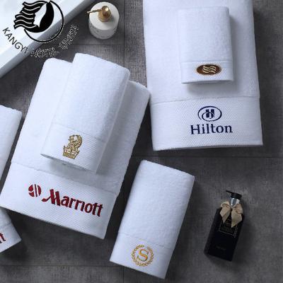 China Wholesale QUICK DRY Towel Sets 100% White Cotton Dobby Embroidery Hotel Bath Towels Set for sale