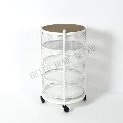 China Custom Morden Factory White Metal Wire Around Multifunctional Foldable Tire Storage Shelf for sale