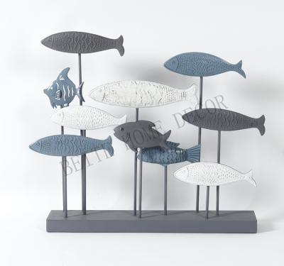 China New Style Storage Metal Fish Art Table Home Desk Decoration Table Sculpture for sale