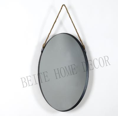 China Home Decoration Plant Custom Modern Round Wall Mirrors With PU Hanger for sale