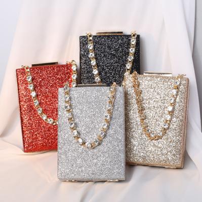 China Fashion Mini/Men's Rhinestone Chain Silver Bag Clutches And Evening Clutches Bridal Wedding Party Wrapping Purses For Ladies for sale