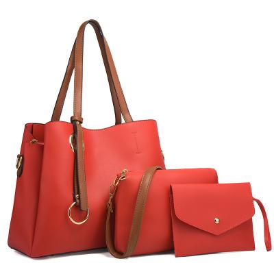 China Fashion Wholesale Custom PU Luxury Ladies Fashion Handbags Set Tote Bags 3 in 1 Designers Shoulder Handbag Leather Women Bags for sale