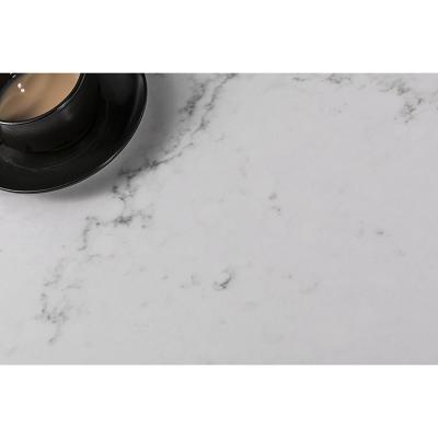 China Contemporary Resin Double Sink Vanity Wash Basian Slab Countertop Calacatta Quartz Sanitary Slabs for sale