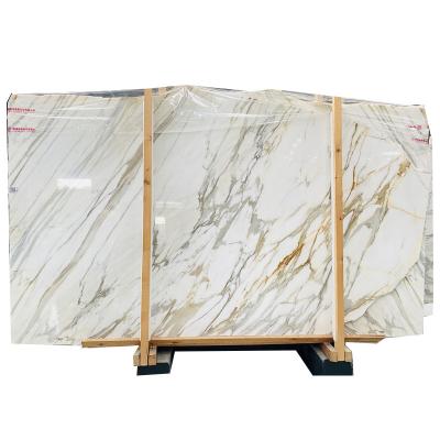 China Modern Natural Marble Flooring Design Marble Mosaic 24x24 Tiles Calacatta Gold Marble Slabs for sale