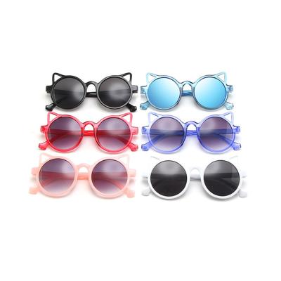 China Custom Cute Round Baby Sunglasses Cats Ears Kids Sunglasses Fashion Sunglasses for sale